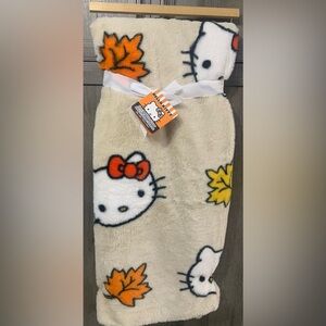 New Hello Kitty Fall Leaves 50" x 70" Faux Rabbit Fur Throw Blanket With Tag
